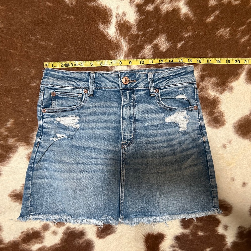 American Eagle Distressed High Rise Mini Ne(x)t Level Stretch Maybe Size 6 Skirt